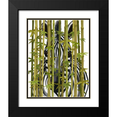 Bamboo Zebra Black Modern Wood Framed Art Print with Double Matting by Fab Funky