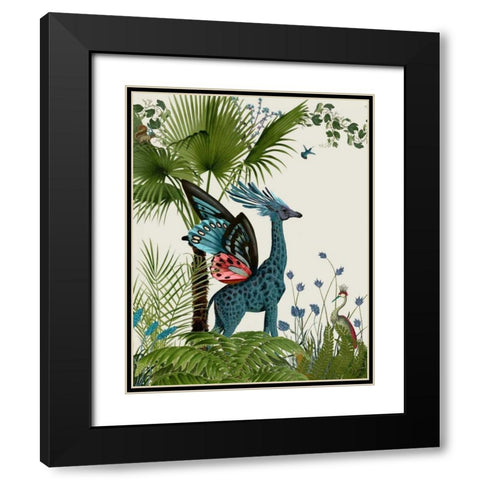 Tropical Giraffe 2 Black Modern Wood Framed Art Print with Double Matting by Fab Funky
