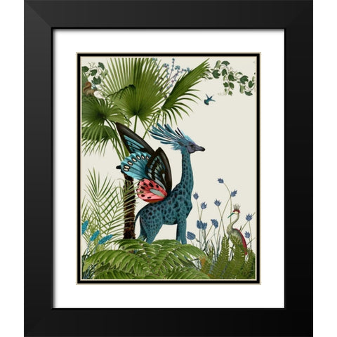 Tropical Giraffe 2 Black Modern Wood Framed Art Print with Double Matting by Fab Funky