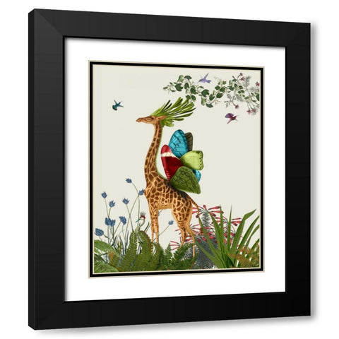 Tropical Giraffe 3 Black Modern Wood Framed Art Print with Double Matting by Fab Funky