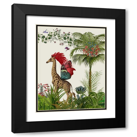 Tropical Giraffe 4 Black Modern Wood Framed Art Print with Double Matting by Fab Funky