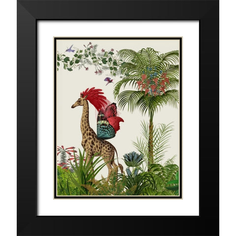 Tropical Giraffe 4 Black Modern Wood Framed Art Print with Double Matting by Fab Funky