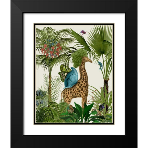 Tropical Giraffe 5 Black Modern Wood Framed Art Print with Double Matting by Fab Funky