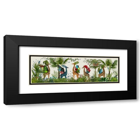 Tropical Giraffes, Bright Black Modern Wood Framed Art Print with Double Matting by Fab Funky