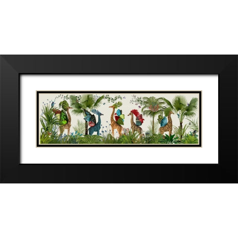 Tropical Giraffes, Bright Black Modern Wood Framed Art Print with Double Matting by Fab Funky