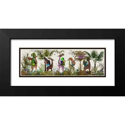 Tropical Giraffes, Moss Black Modern Wood Framed Art Print with Double Matting by Fab Funky