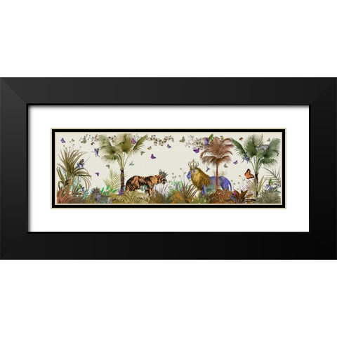 Tropical Lions, Moss Black Modern Wood Framed Art Print with Double Matting by Fab Funky