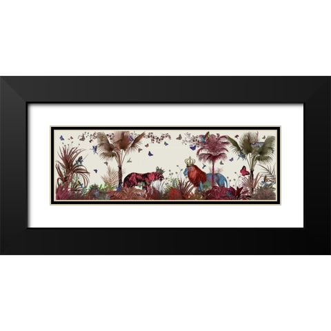 Tropical Lions, Red Black Modern Wood Framed Art Print with Double Matting by Fab Funky