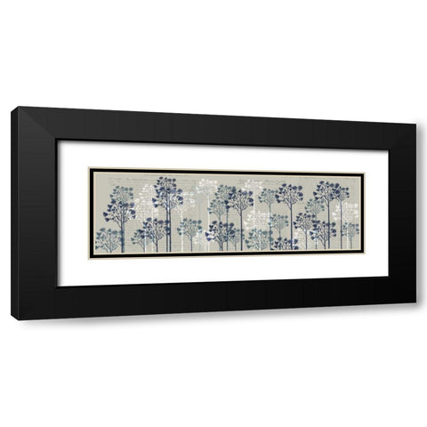 Floral Trees, Midnight Black Modern Wood Framed Art Print with Double Matting by Fab Funky