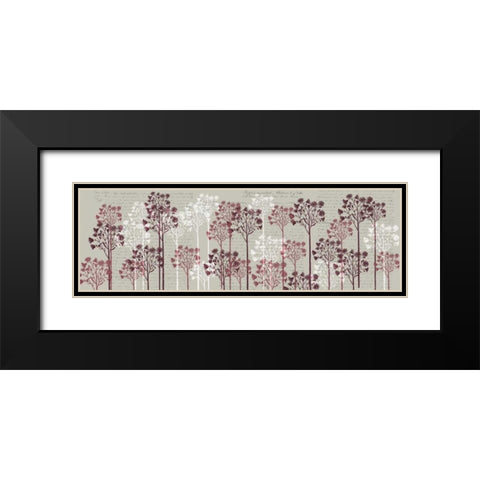 Floral Trees, Wine Black Modern Wood Framed Art Print with Double Matting by Fab Funky