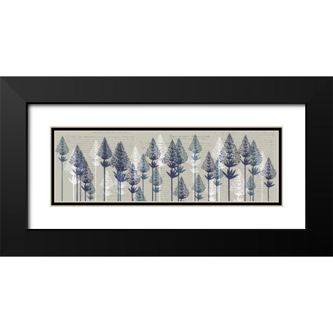 Leafy Pines, Midnight Black Modern Wood Framed Art Print with Double Matting by Fab Funky