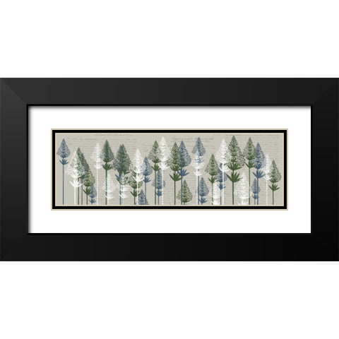 Leafy Pines, French Blue and Moss Black Modern Wood Framed Art Print with Double Matting by Fab Funky