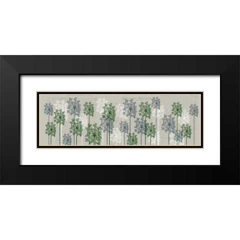 Bubble Trees, French Blue and Moss Black Modern Wood Framed Art Print with Double Matting by Fab Funky