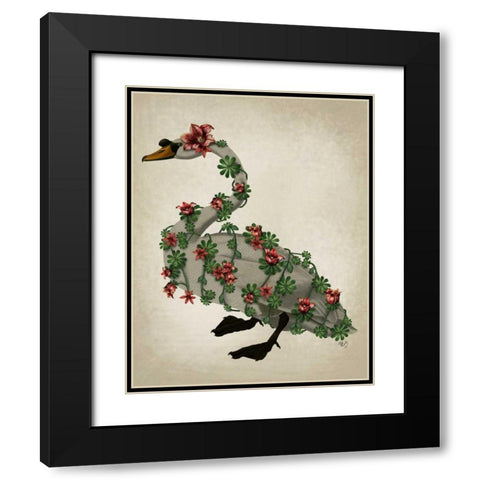 Bound Swan on cream Black Modern Wood Framed Art Print with Double Matting by Fab Funky