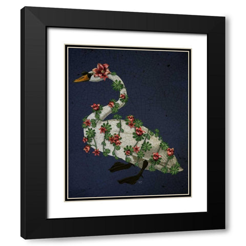 Bound Swan on blue Black Modern Wood Framed Art Print with Double Matting by Fab Funky