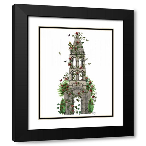 Butterfly Tower Black Modern Wood Framed Art Print with Double Matting by Fab Funky