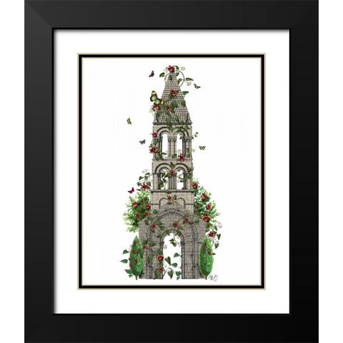 Butterfly Tower Black Modern Wood Framed Art Print with Double Matting by Fab Funky