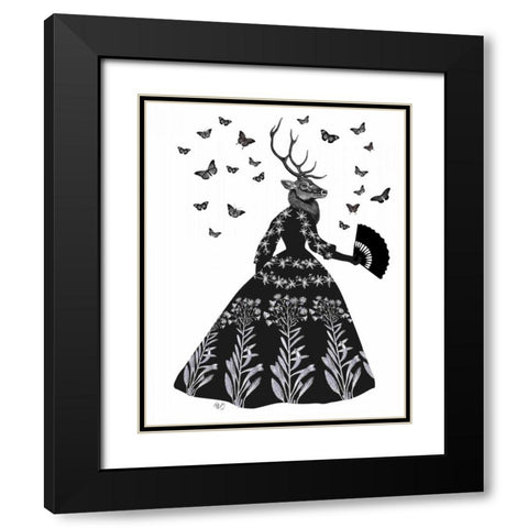 Black Deer Black Modern Wood Framed Art Print with Double Matting by Fab Funky
