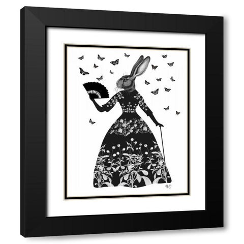 Black Rabbit Black Modern Wood Framed Art Print with Double Matting by Fab Funky