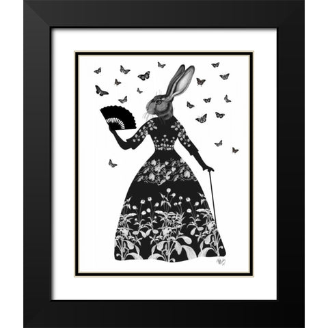Black Rabbit Black Modern Wood Framed Art Print with Double Matting by Fab Funky