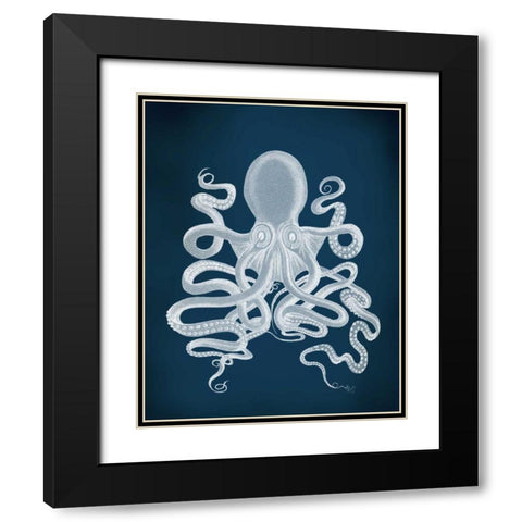 Octopus 9, White Black Modern Wood Framed Art Print with Double Matting by Fab Funky
