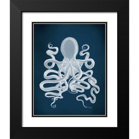 Octopus 9, White Black Modern Wood Framed Art Print with Double Matting by Fab Funky