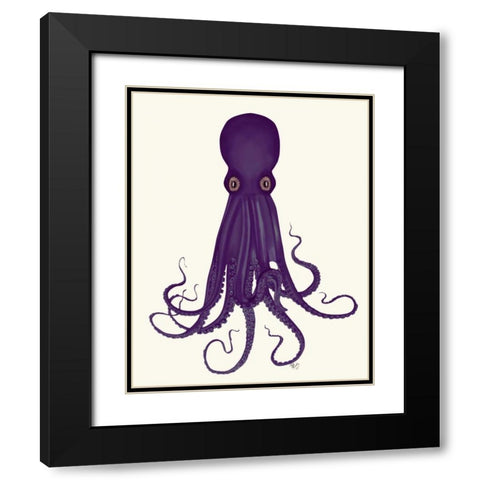 Octopus 8, Purple Black Modern Wood Framed Art Print with Double Matting by Fab Funky