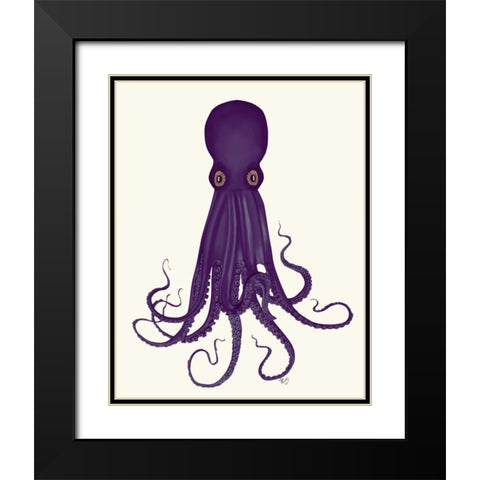 Octopus 8, Purple Black Modern Wood Framed Art Print with Double Matting by Fab Funky