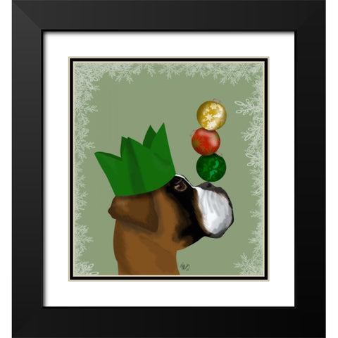Boxer, Party Trick Baubles Black Modern Wood Framed Art Print with Double Matting by Fab Funky