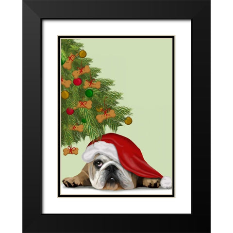 English Bulldog, Cookie Tree Black Modern Wood Framed Art Print with Double Matting by Fab Funky