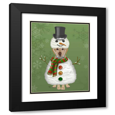 Yellow Labrador, Snowman Costume Black Modern Wood Framed Art Print with Double Matting by Fab Funky