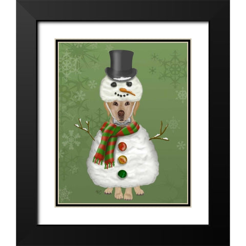 Yellow Labrador, Snowman Costume Black Modern Wood Framed Art Print with Double Matting by Fab Funky
