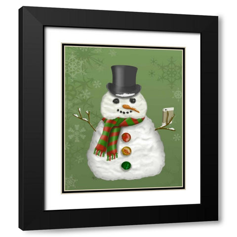 Snowman Selfie Black Modern Wood Framed Art Print with Double Matting by Fab Funky
