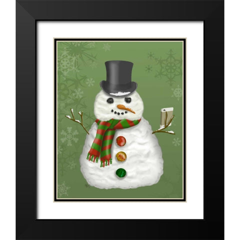 Snowman Selfie Black Modern Wood Framed Art Print with Double Matting by Fab Funky