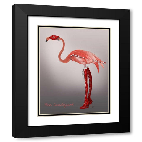 Miss Candycane Black Modern Wood Framed Art Print with Double Matting by Fab Funky