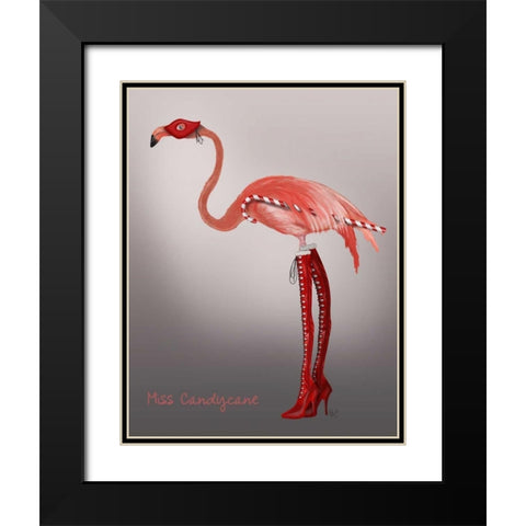 Miss Candycane Black Modern Wood Framed Art Print with Double Matting by Fab Funky