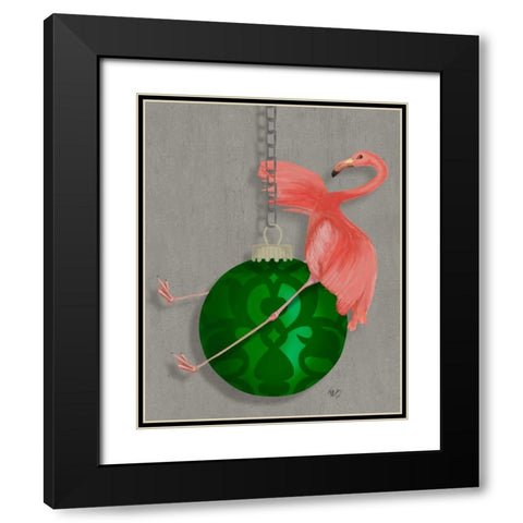 Flamingo Wrecking Ball Black Modern Wood Framed Art Print with Double Matting by Fab Funky