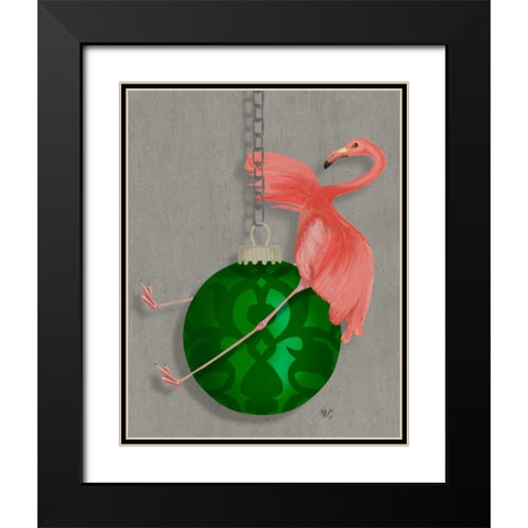 Flamingo Wrecking Ball Black Modern Wood Framed Art Print with Double Matting by Fab Funky