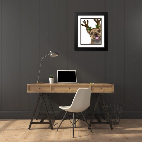French Bulldog, Antlers 2 Black Modern Wood Framed Art Print with Double Matting by Fab Funky
