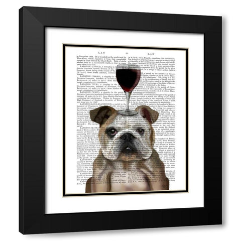 Dog Au Vin, English Bulldog Black Modern Wood Framed Art Print with Double Matting by Fab Funky