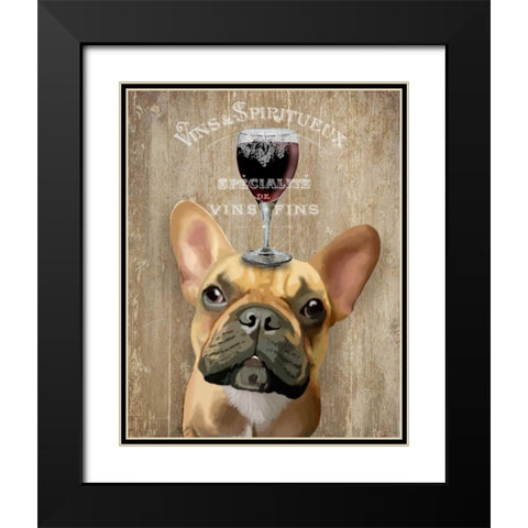 Dog Au Vin, French Bulldog Black Modern Wood Framed Art Print with Double Matting by Fab Funky