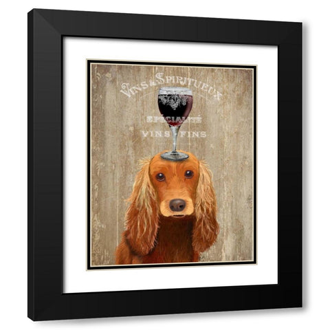 Dog Au Vin, Cocker Spaniel Black Modern Wood Framed Art Print with Double Matting by Fab Funky