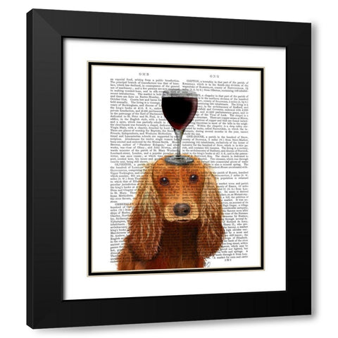Dog Au Vin, Cocker Spaniel Black Modern Wood Framed Art Print with Double Matting by Fab Funky