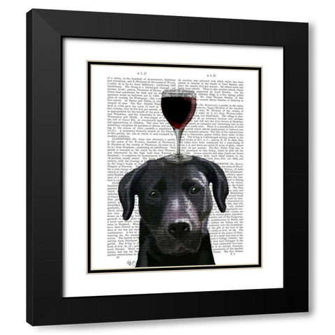Dog Au Vin, Black Labrador Black Modern Wood Framed Art Print with Double Matting by Fab Funky