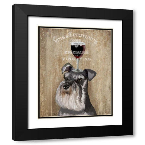 Dog Au Vin, Schnauzer Black Modern Wood Framed Art Print with Double Matting by Fab Funky