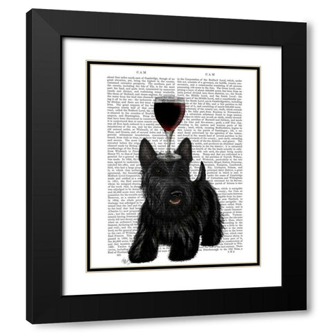 Dog Au Vin, Scottish Terrier Black Modern Wood Framed Art Print with Double Matting by Fab Funky