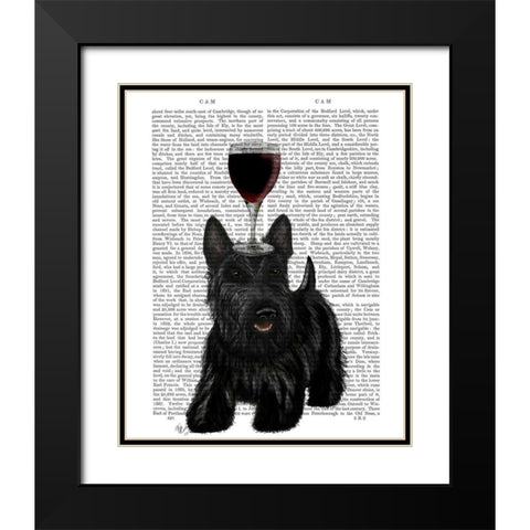 Dog Au Vin, Scottish Terrier Black Modern Wood Framed Art Print with Double Matting by Fab Funky