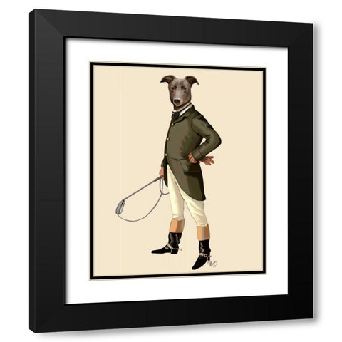 Greyhound Rider Black Modern Wood Framed Art Print with Double Matting by Fab Funky
