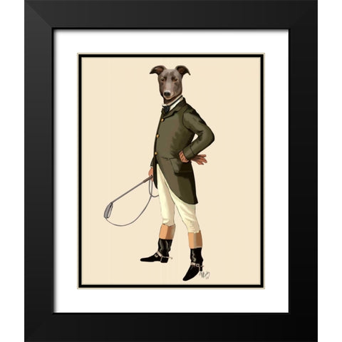 Greyhound Rider Black Modern Wood Framed Art Print with Double Matting by Fab Funky