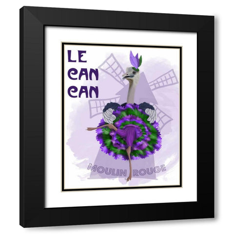 Ostrich, Can Can in Purple and Green Black Modern Wood Framed Art Print with Double Matting by Fab Funky